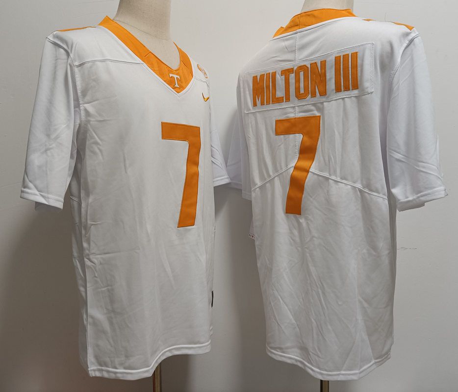 Men Tennessee Volunteers #7 Milton iii White Nike 2025 NCAA Jersey->ncaa teams->NCAA Jersey